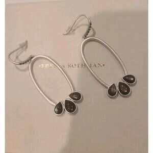 Freida Rothman Black Mother of Pearl Open Oval Earrings Matte Sterling Silver